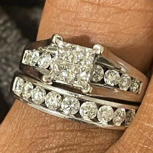 14K White Gold OS Bridal Set (sz.8.5)